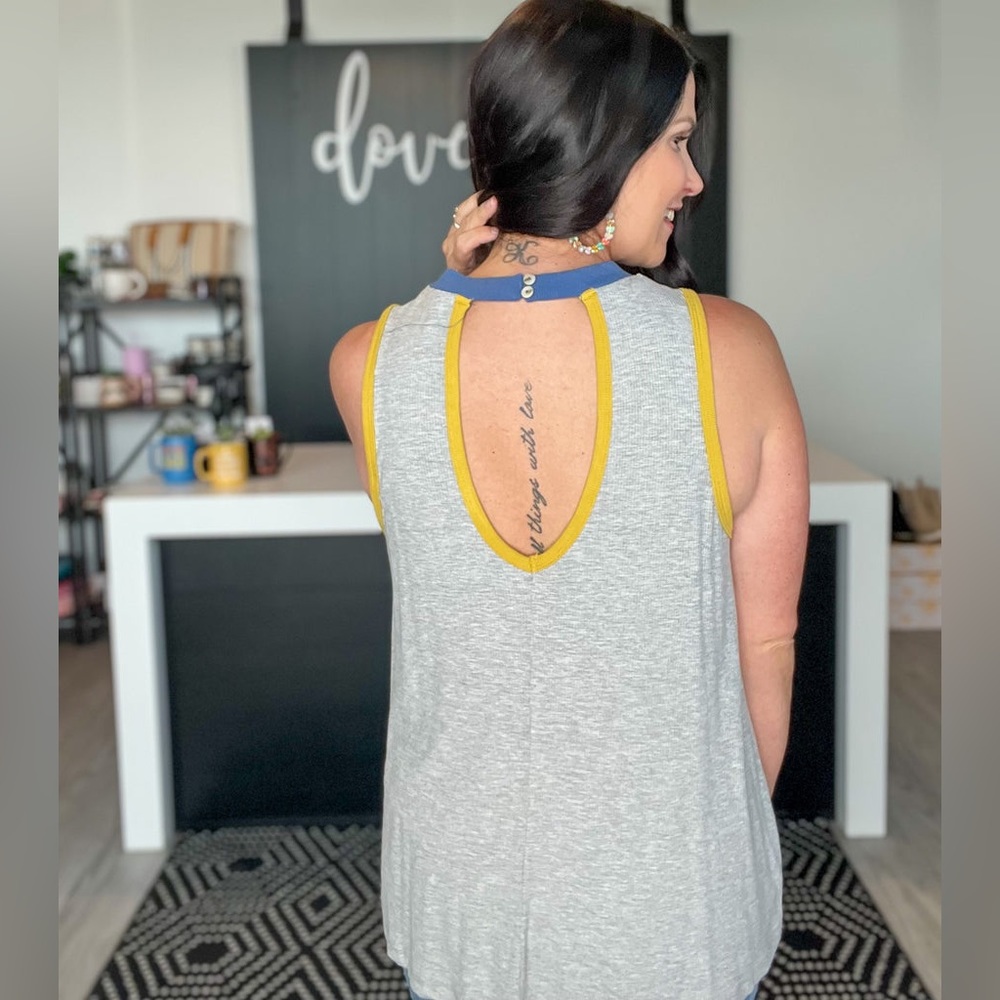 Hem & Thread Block Color Mock Neck Swing Tank - image 3